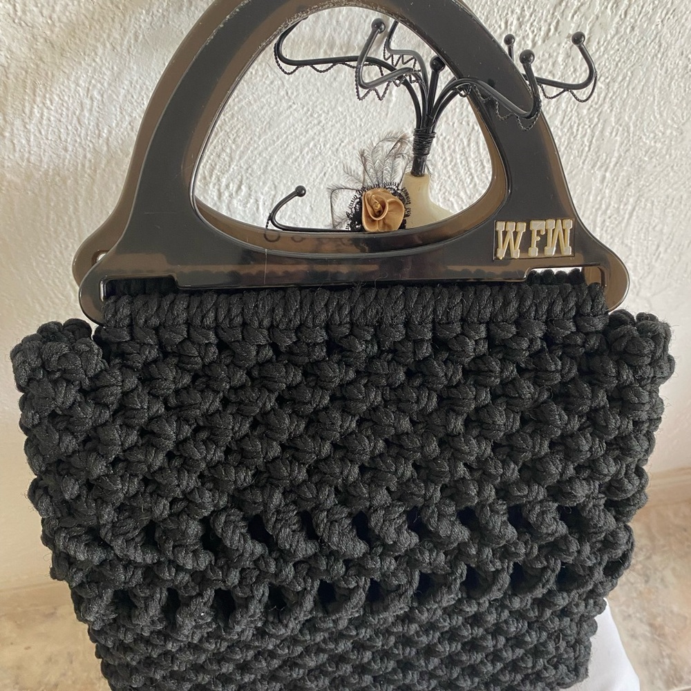 WFW Black Crochet/Woven Tote Bag.  One of a kind